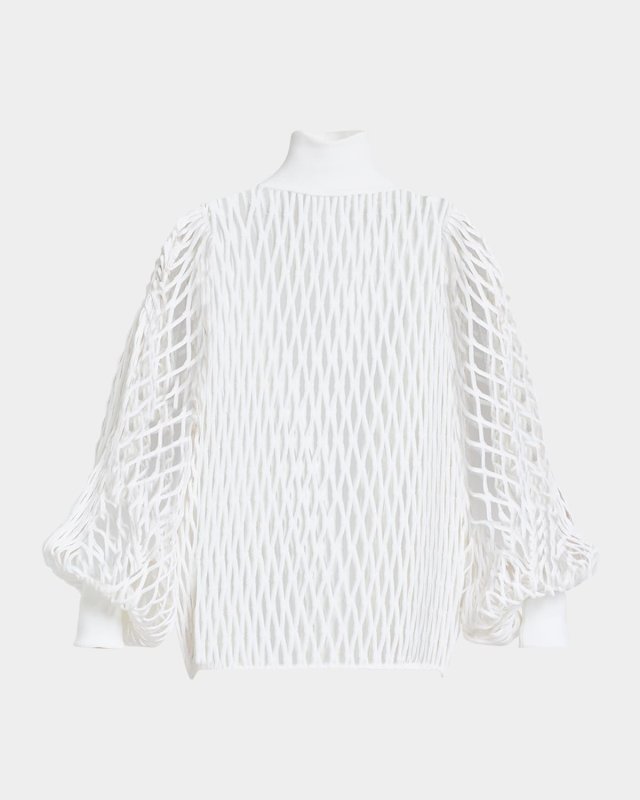 Macrame Knit High-Neck Sweater